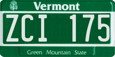VT license plate ZCI175