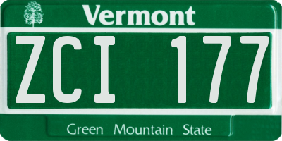 VT license plate ZCI177