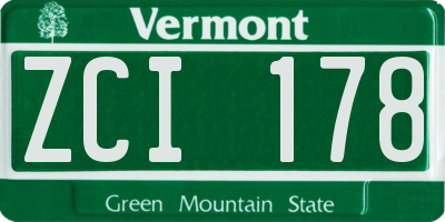 VT license plate ZCI178