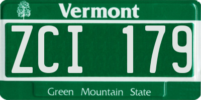 VT license plate ZCI179
