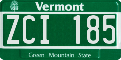VT license plate ZCI185