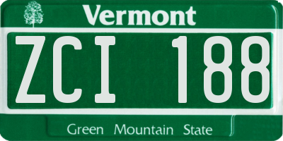 VT license plate ZCI188