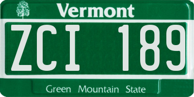 VT license plate ZCI189