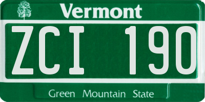 VT license plate ZCI190