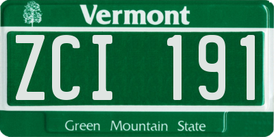 VT license plate ZCI191