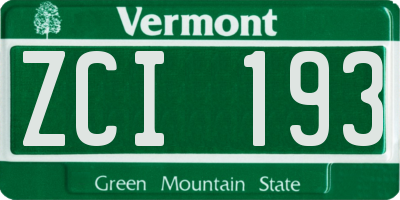 VT license plate ZCI193