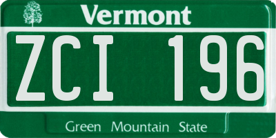 VT license plate ZCI196
