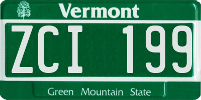 VT license plate ZCI199