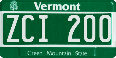 VT license plate ZCI200