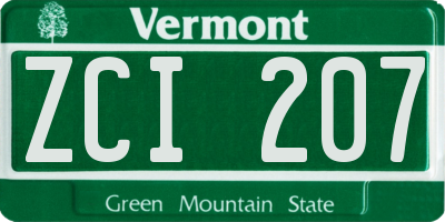 VT license plate ZCI207