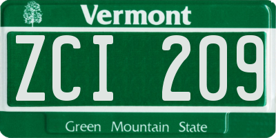 VT license plate ZCI209