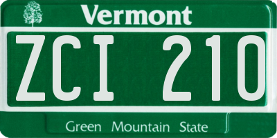 VT license plate ZCI210