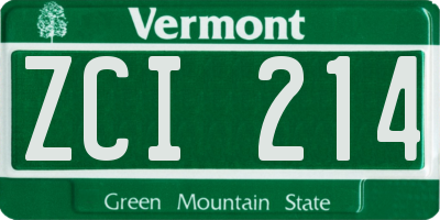 VT license plate ZCI214