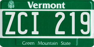 VT license plate ZCI219