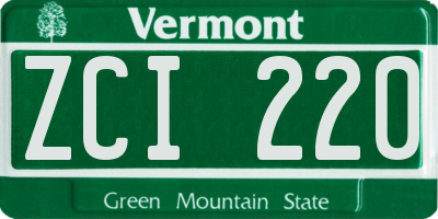 VT license plate ZCI220