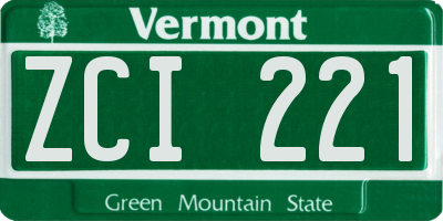 VT license plate ZCI221