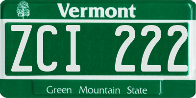 VT license plate ZCI222
