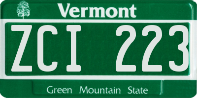 VT license plate ZCI223
