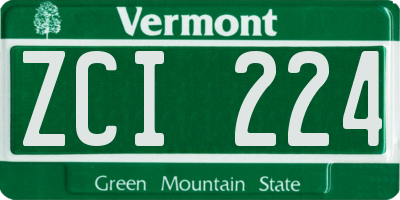 VT license plate ZCI224