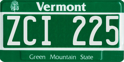 VT license plate ZCI225