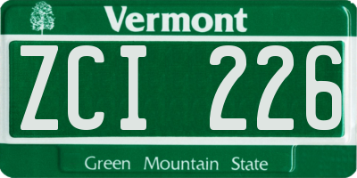 VT license plate ZCI226