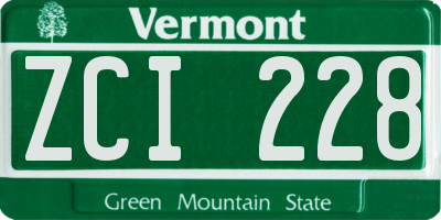 VT license plate ZCI228