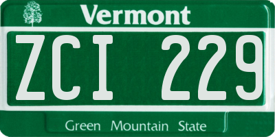 VT license plate ZCI229