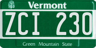 VT license plate ZCI230