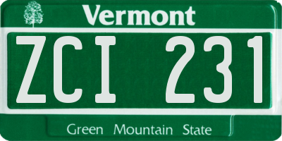 VT license plate ZCI231