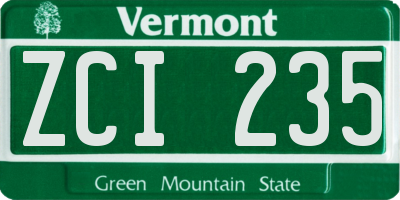 VT license plate ZCI235