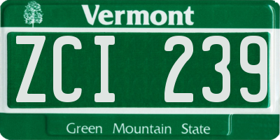 VT license plate ZCI239