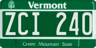 VT license plate ZCI240