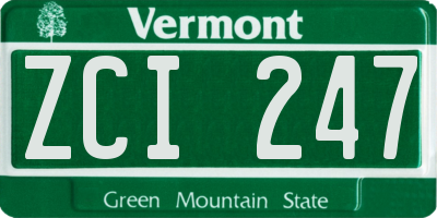VT license plate ZCI247