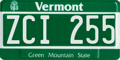 VT license plate ZCI255