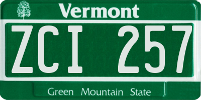 VT license plate ZCI257