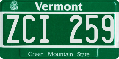 VT license plate ZCI259