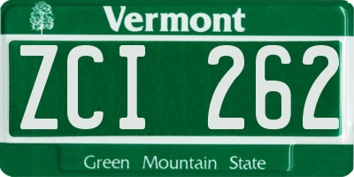 VT license plate ZCI262