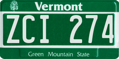 VT license plate ZCI274
