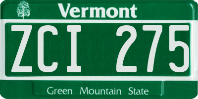 VT license plate ZCI275