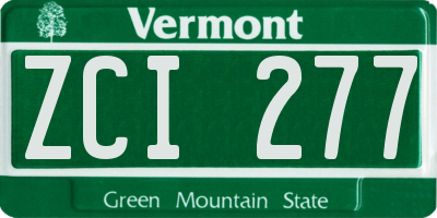 VT license plate ZCI277