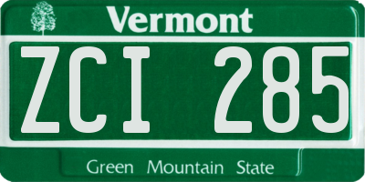 VT license plate ZCI285