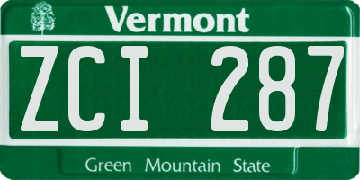 VT license plate ZCI287