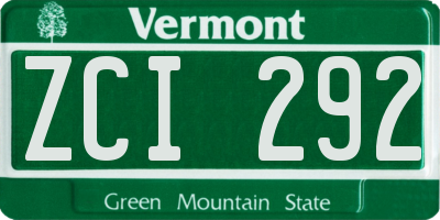 VT license plate ZCI292