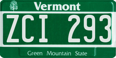 VT license plate ZCI293