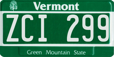 VT license plate ZCI299