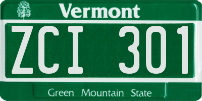 VT license plate ZCI301
