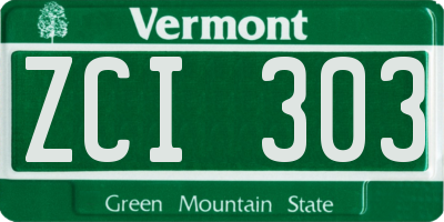 VT license plate ZCI303
