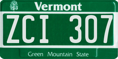 VT license plate ZCI307