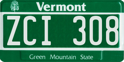 VT license plate ZCI308