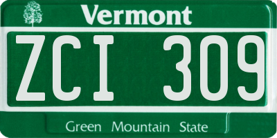 VT license plate ZCI309
